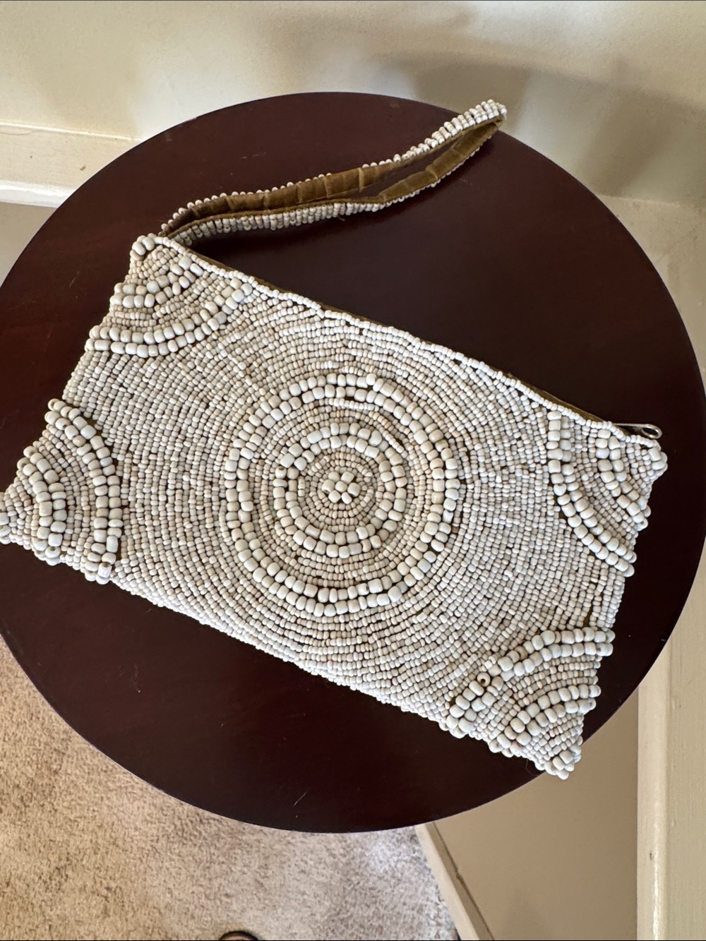 Tommy Bahama Ivory Beaded Wristlet Clutch